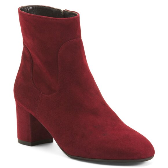 NEW GRIGIO ARANCIO Made In Italy Suede Heel Booties Burgundy 864mn - Picture 1 of 2